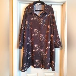 Glamorous Curve Long Sleeve Shirt Dress In Floral